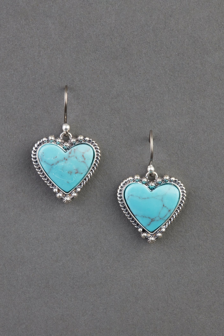 turquoise heart drop earring